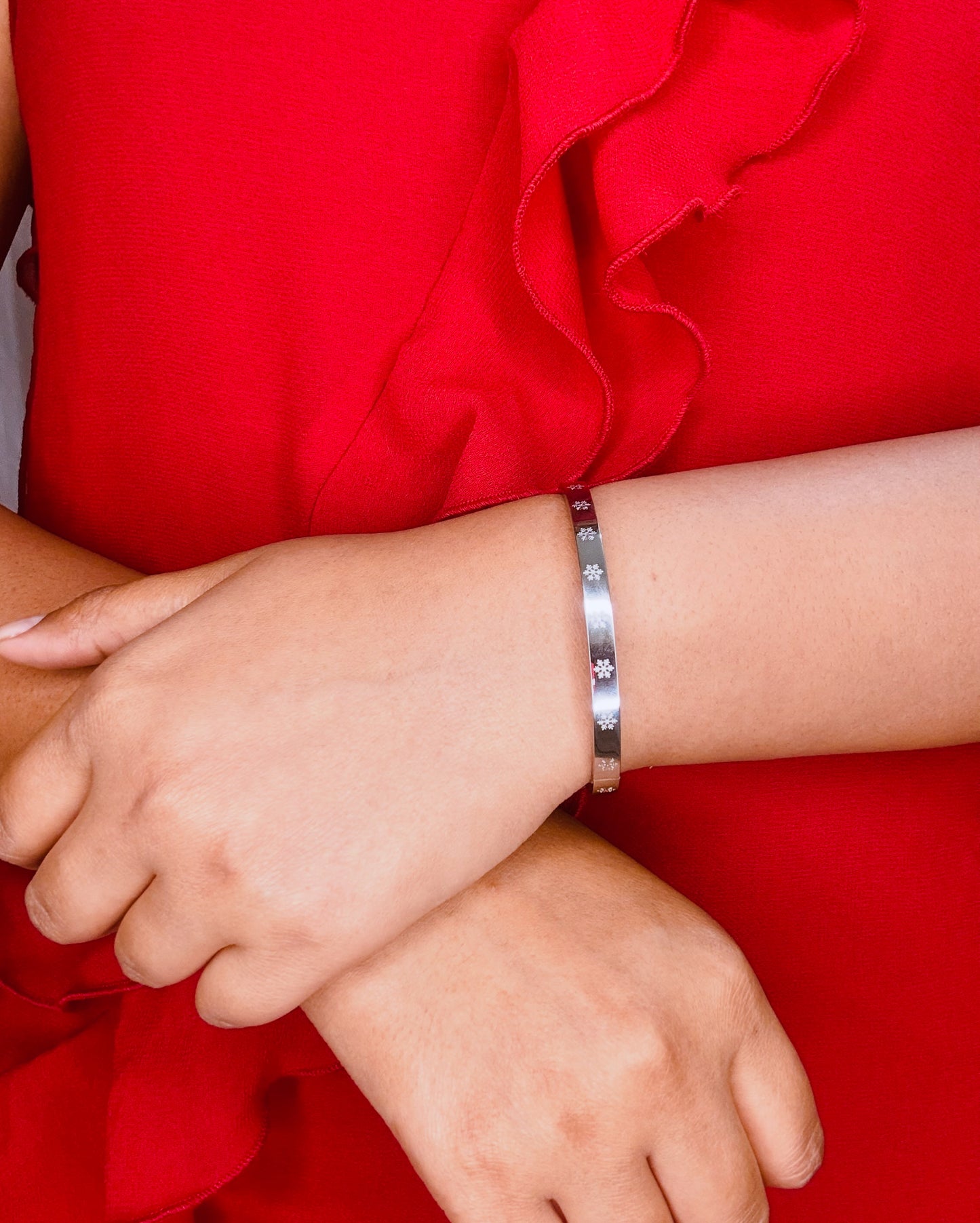 Stainless Steel Floral Cuff Bracelet