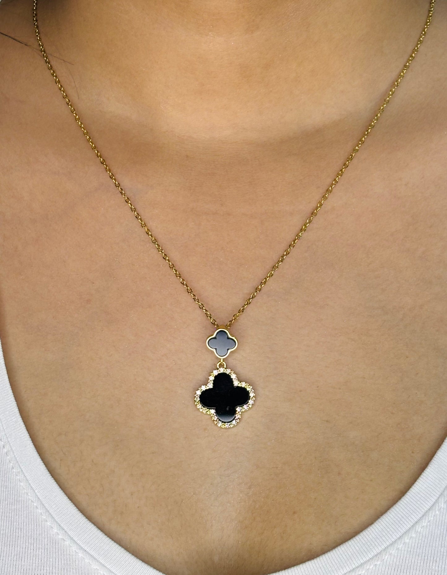 Midnight Clover Pendant Necklace