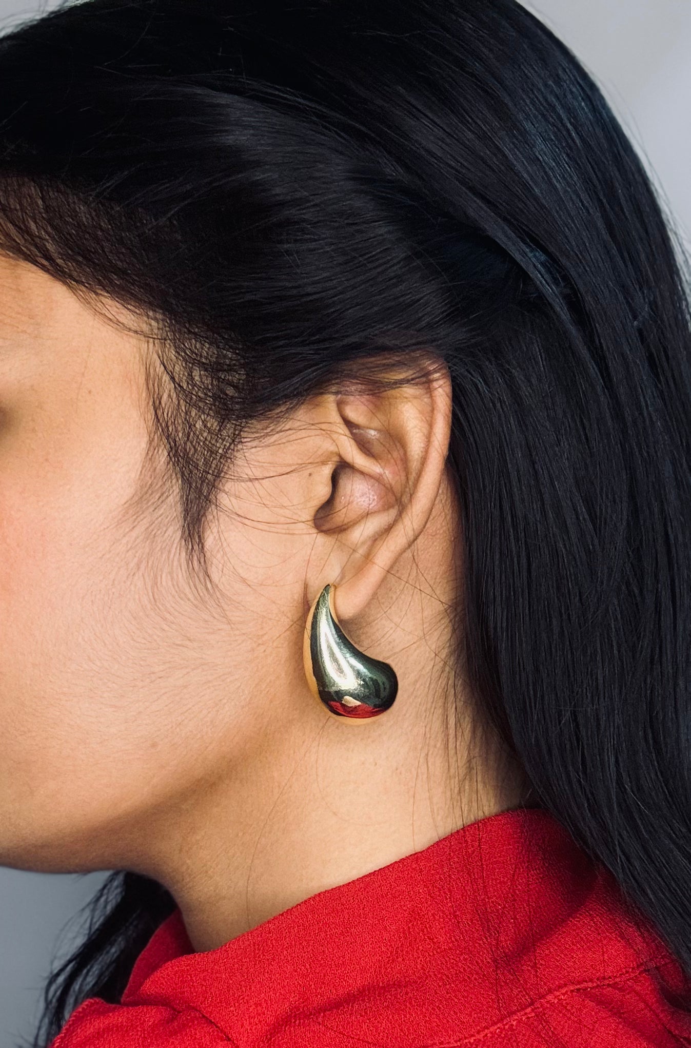 Golden Drop Stud Earrings – 18K Gold Tone | Anti-Tarnish