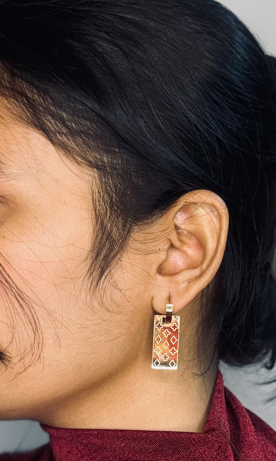 Geometric Gold-Tone Drop Earrings