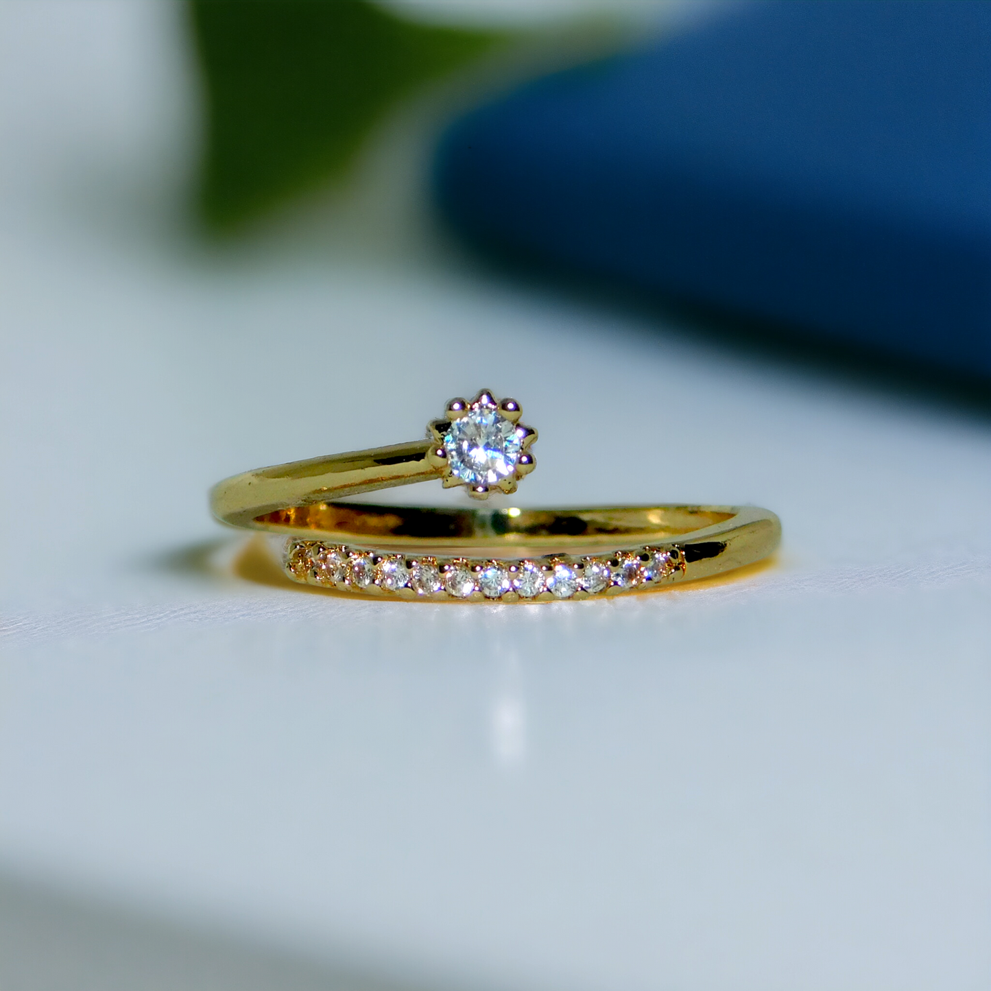 Ethereal Spark Adjustable Ring – 18K Gold Tone | Anti-Tarnish