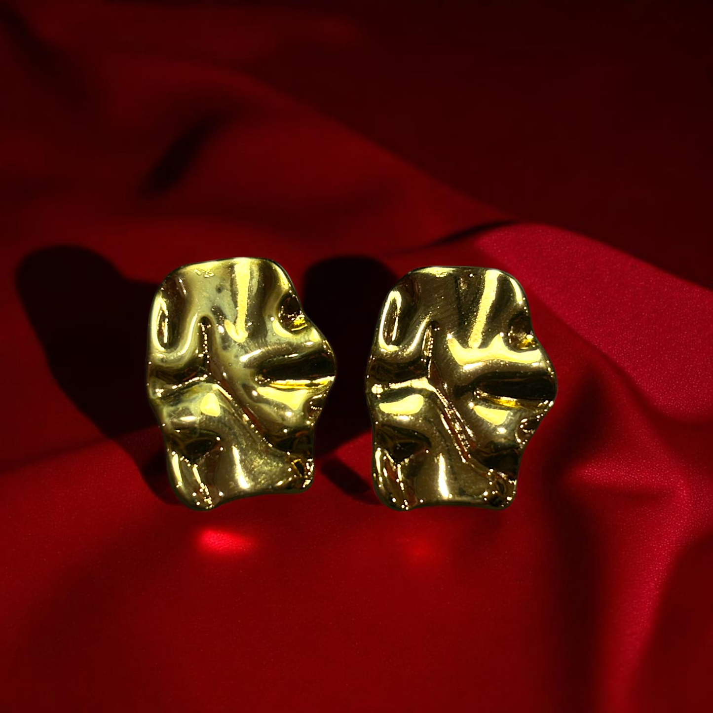 Abstract-Shaped Gold Tone Earrings