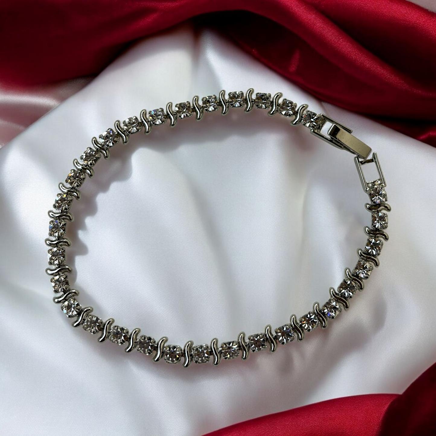 Stunning Silver-Tone Crystal Bracelet