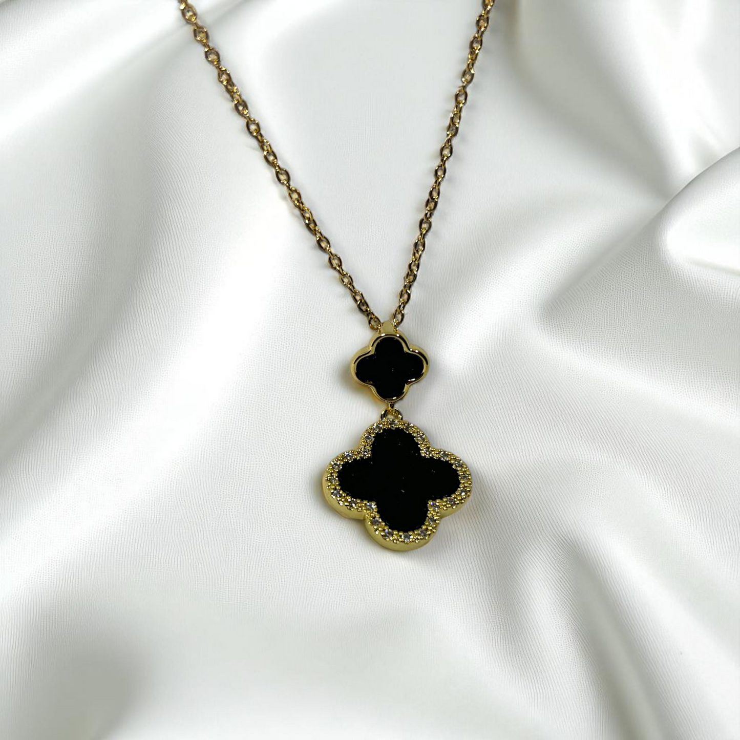 Midnight Clover Pendant Necklace