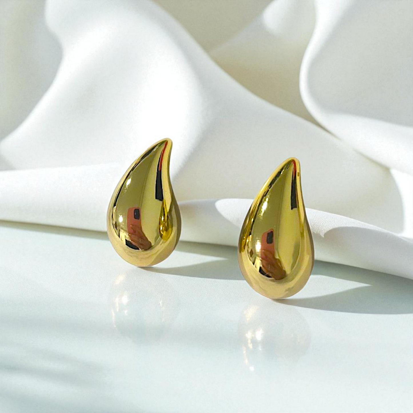 Golden Drop Stud Earrings – 18K Gold Tone | Anti-Tarnish