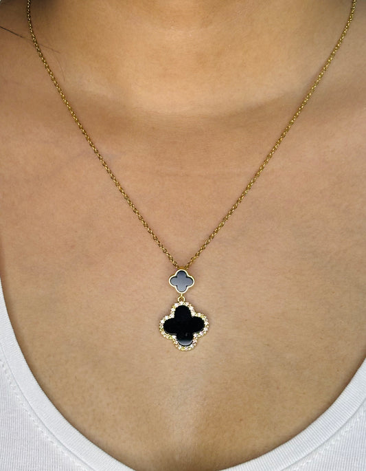 Midnight Clover Pendant Necklace