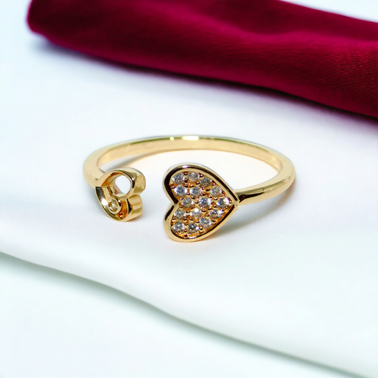 Heart- Shaped Sparkle Ring- 18K Gold Plated, Anti-Tarnish