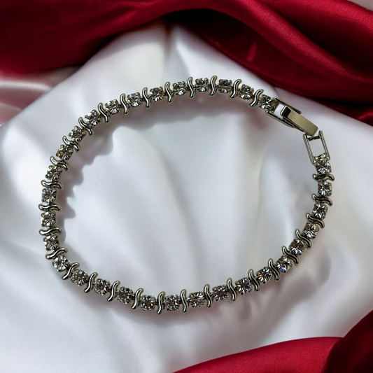 Stunning Silver-Tone Crystal Bracelet