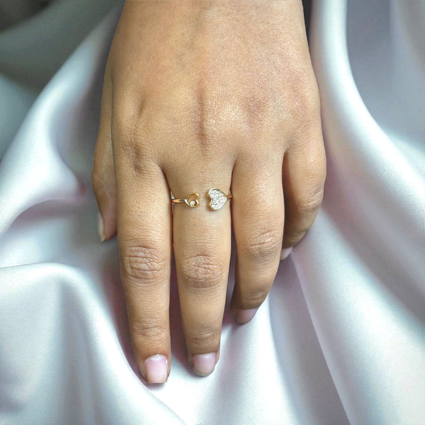 Heart- Shaped Sparkle Ring- 18K Gold Plated, Anti-Tarnish